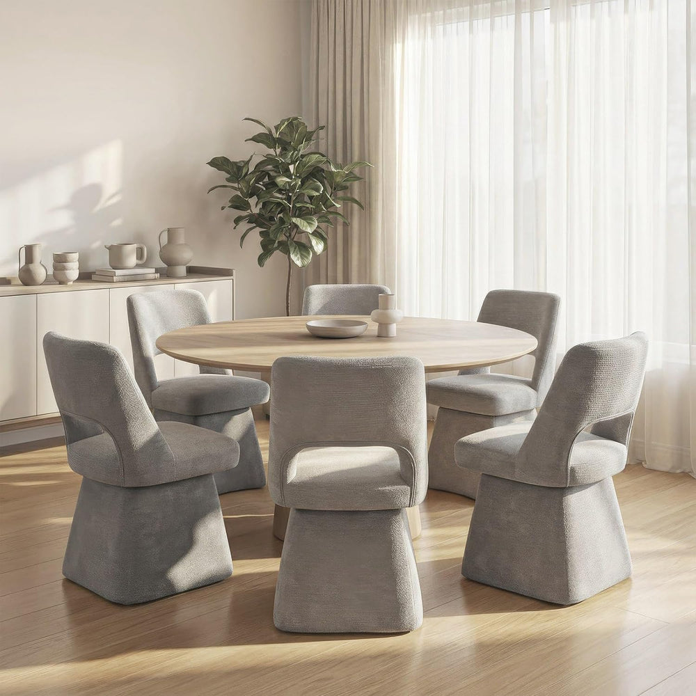 VKNOW Upholstered Swivel Dining Chairs Set of 4 with Curved Open Back