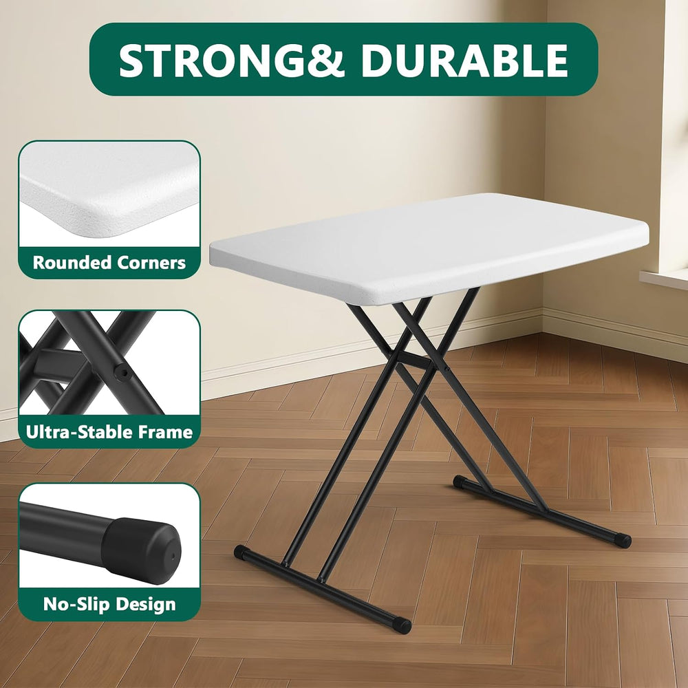 30 Inch Folding Table, Adjustable Height TV Tray for Small Spaces, Heavy Duty...