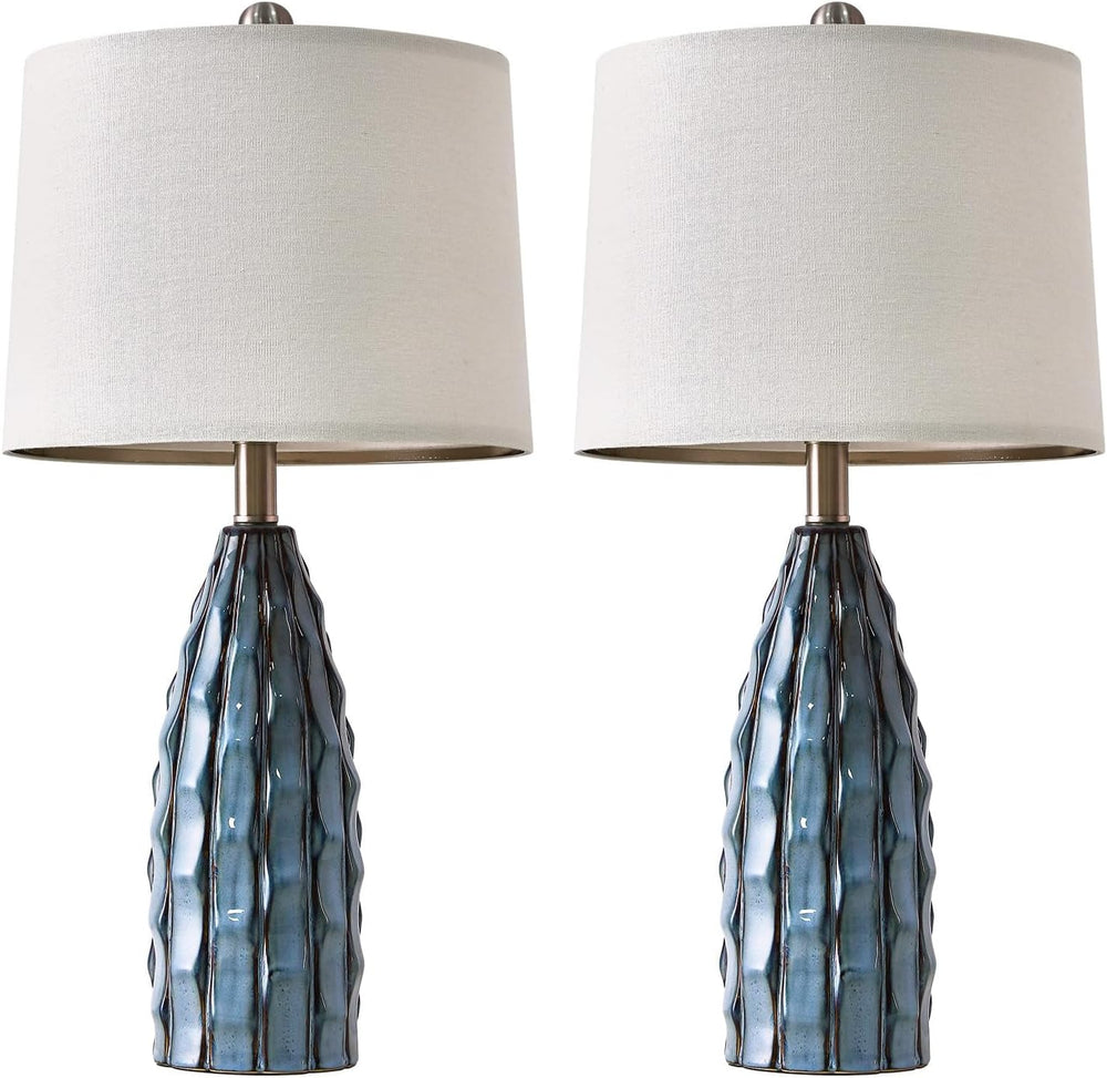 USumkky Ceramic Table Lamps Set of 2, 23.75" Modern Farmhouse Bedside La...