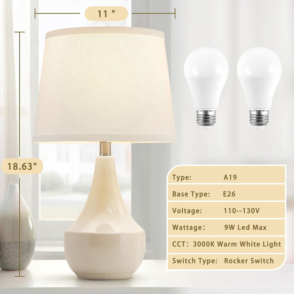GyroVu 18" Table Lamp Set of 2, Ceramic Table Lamp Classic Beside Lamps ...