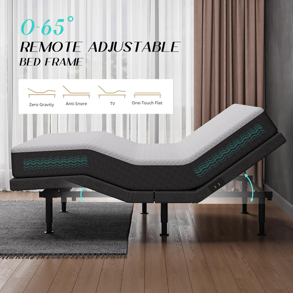 Adjustable Bed Frame Full Size with Massage -Wireless Remote Electric Power B...