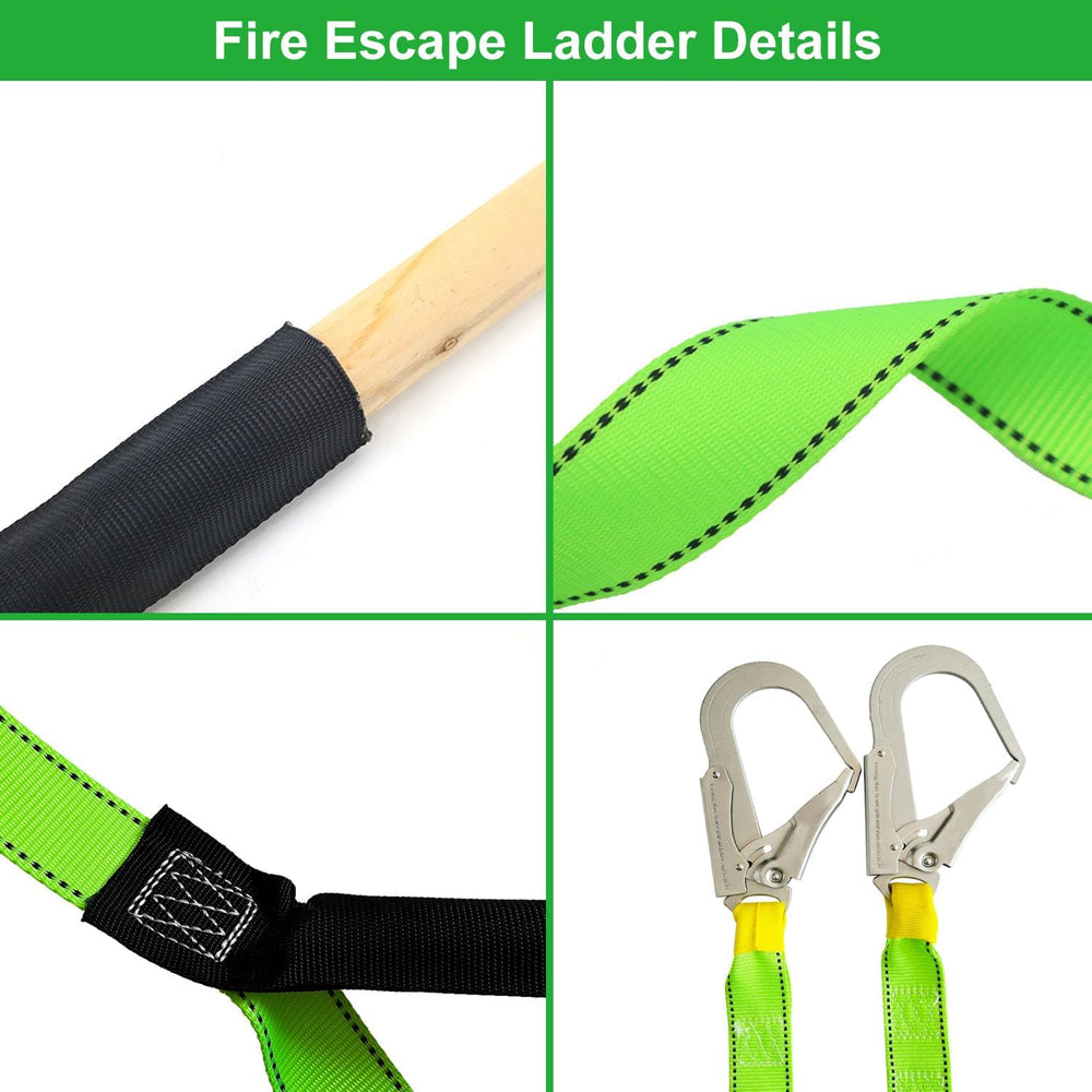 Fire Escape Ladder with 2 Heavy Hooks, 26.5 Feet Emergency Ladder 3 Story