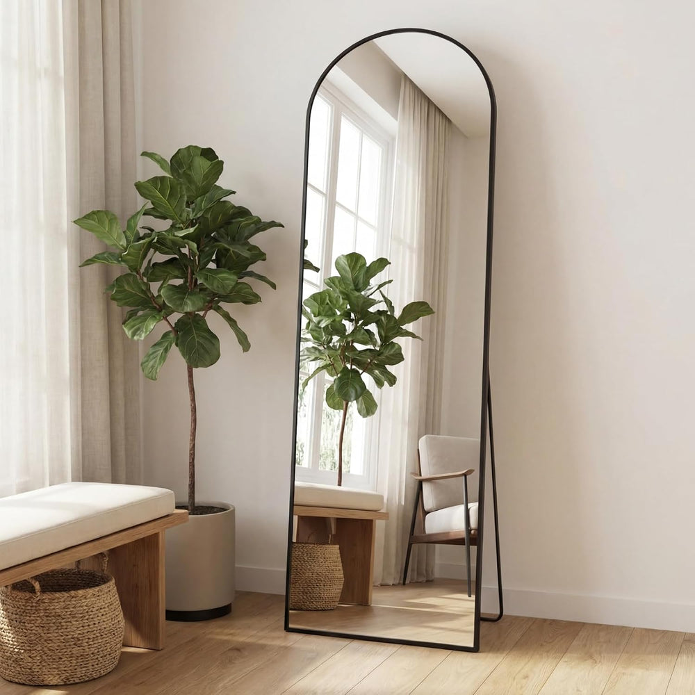 Sweetcrispy 58"x19" Arched Full Length Mirror, Full Body Mirror, Black