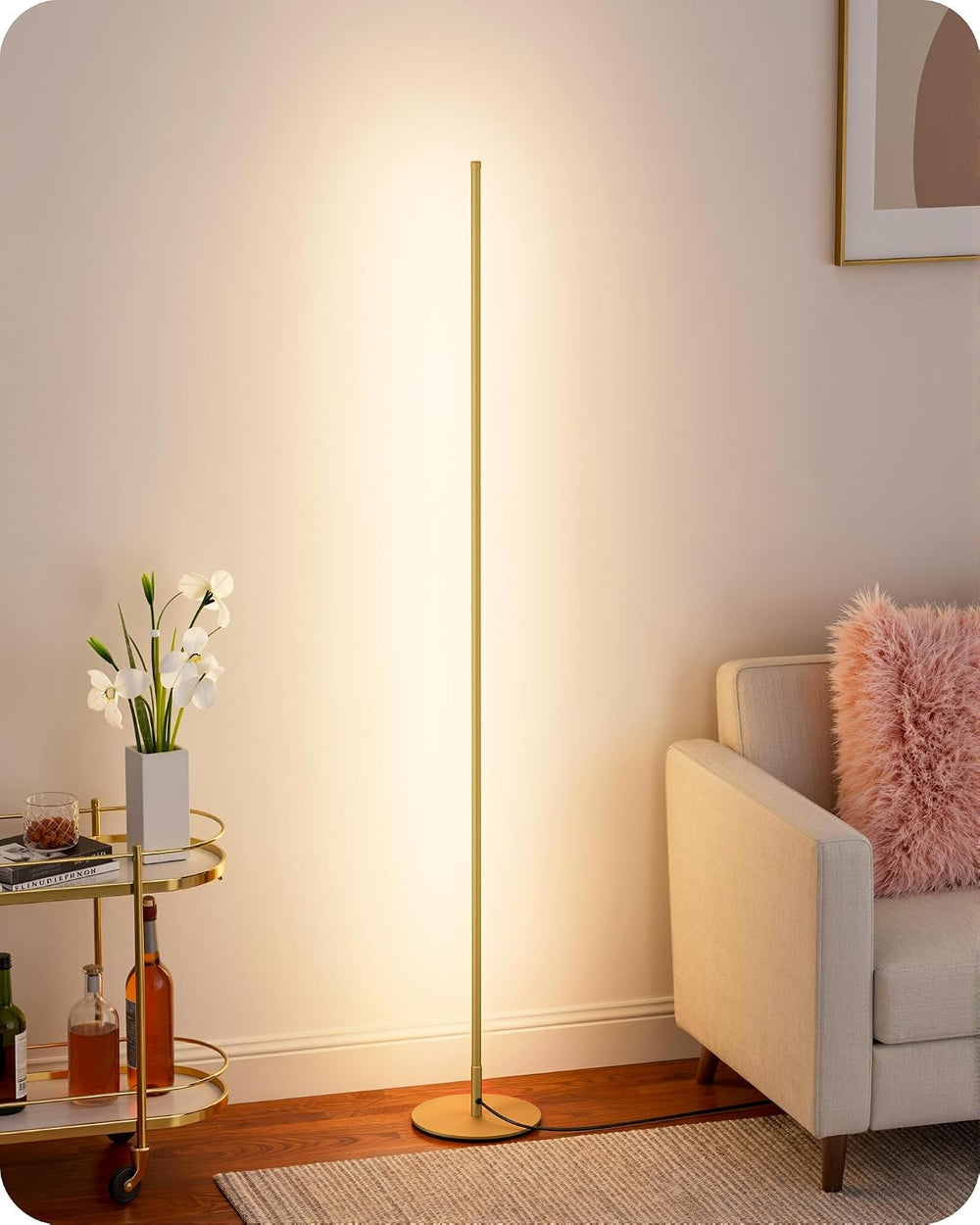 EDISHINE 57.5" Corner Lamp with Remote & Foot Switch, Dimmable &...