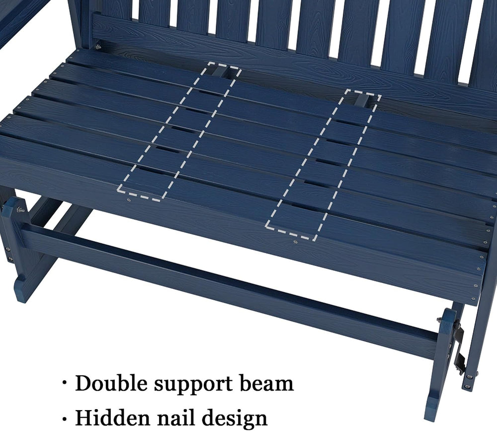 Poly Lumber Patio Glider, HIPS Material Weather-Resistant Swing Bench for Out...