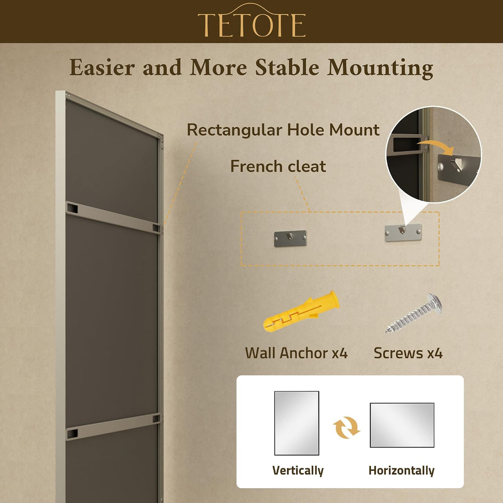 TETOTE Brushed Nickel Bathroom Mirror 48" x 24" Beveled Frame Recta...