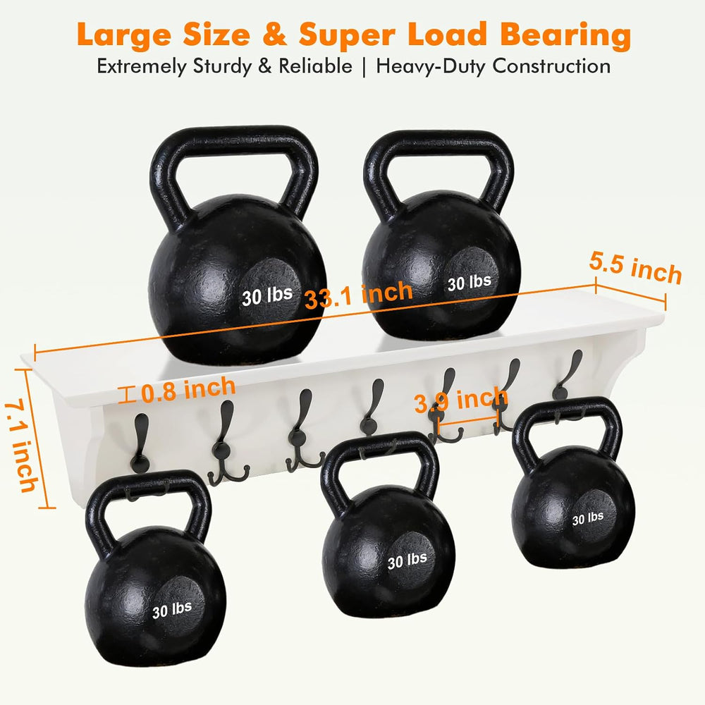 Felibeaco 33" Coat Rack with Shelf Wall Mount, 7 Triple-Hooks,Pre-Assembled