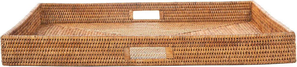 KOUBOO Square Rattan Jumbo Centerpiece Tray, 39.5 in x 39.5 in, Honey-Brown