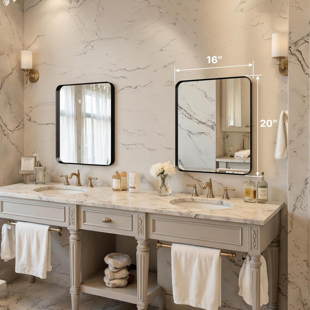 Kosmonia 20"x16" Bathroom Vanity Mirror for Wall Metal Framed Matte...