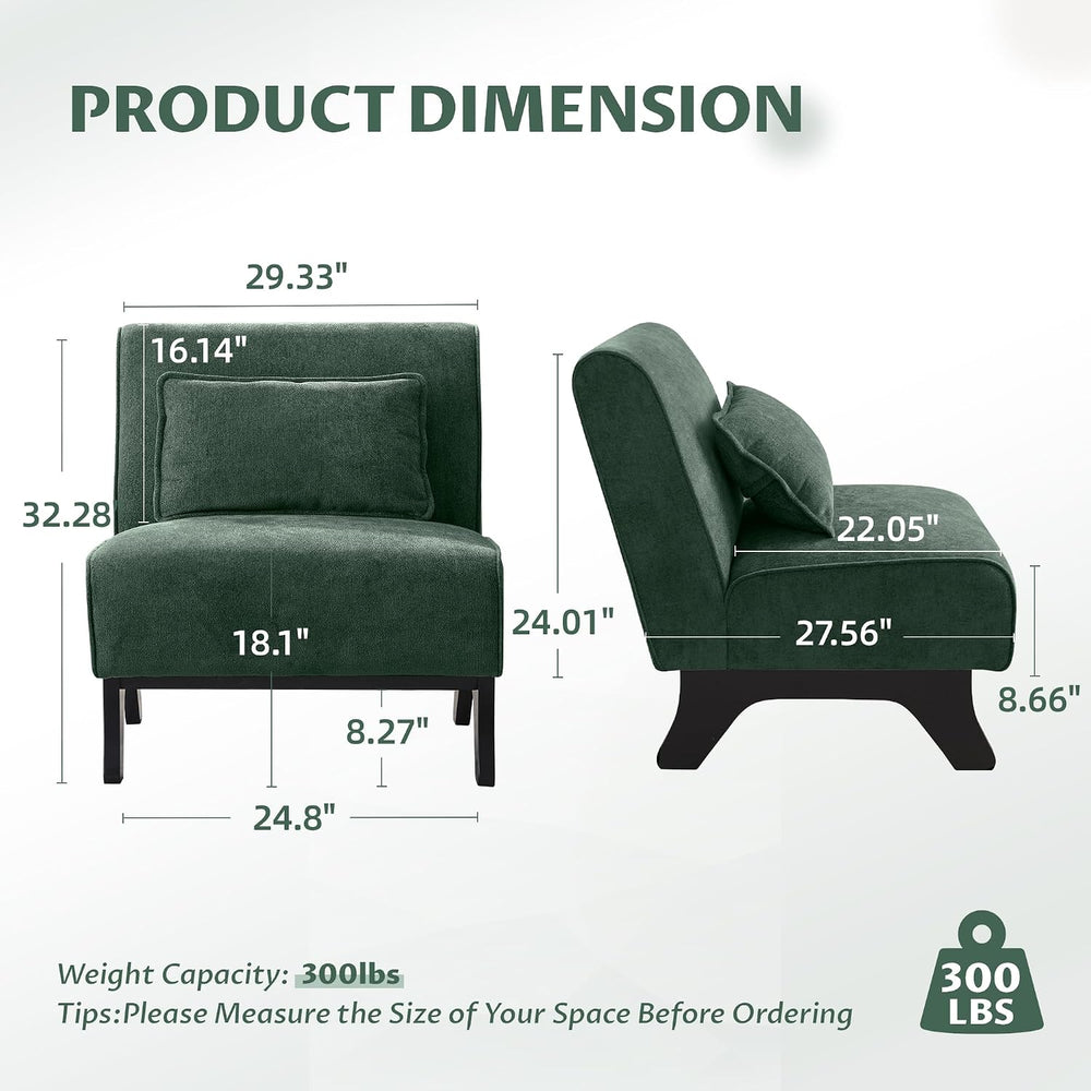 Armless Accent Chairs Set of 2 Upholstered Living Room Side Chairs