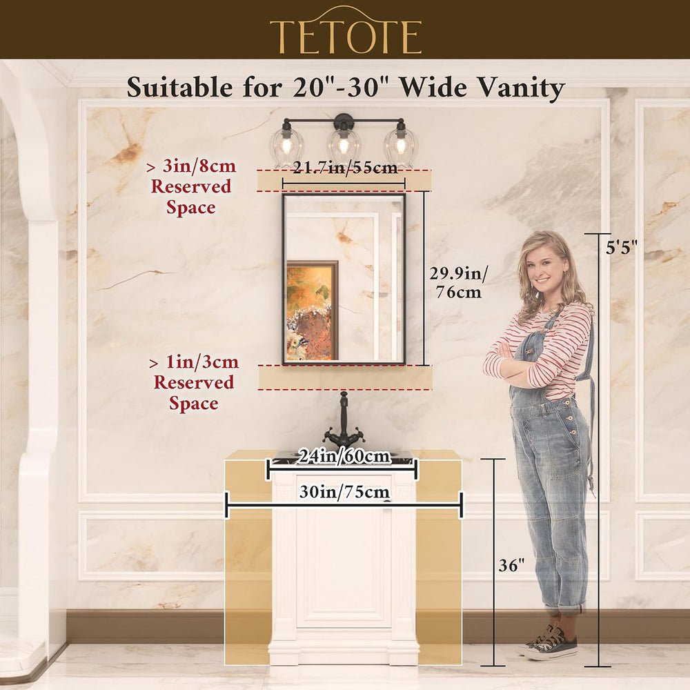 TETOTE Oil Rubbed Bronze Mirror for Bathroom 22 x 30 Inch Beveled Frame Vanit...