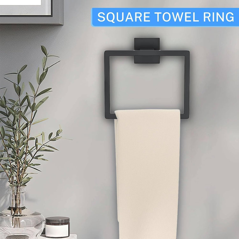 10-Piece Matte Black Bathroom Hardware Accessories Set Black Towel Bar Set To...