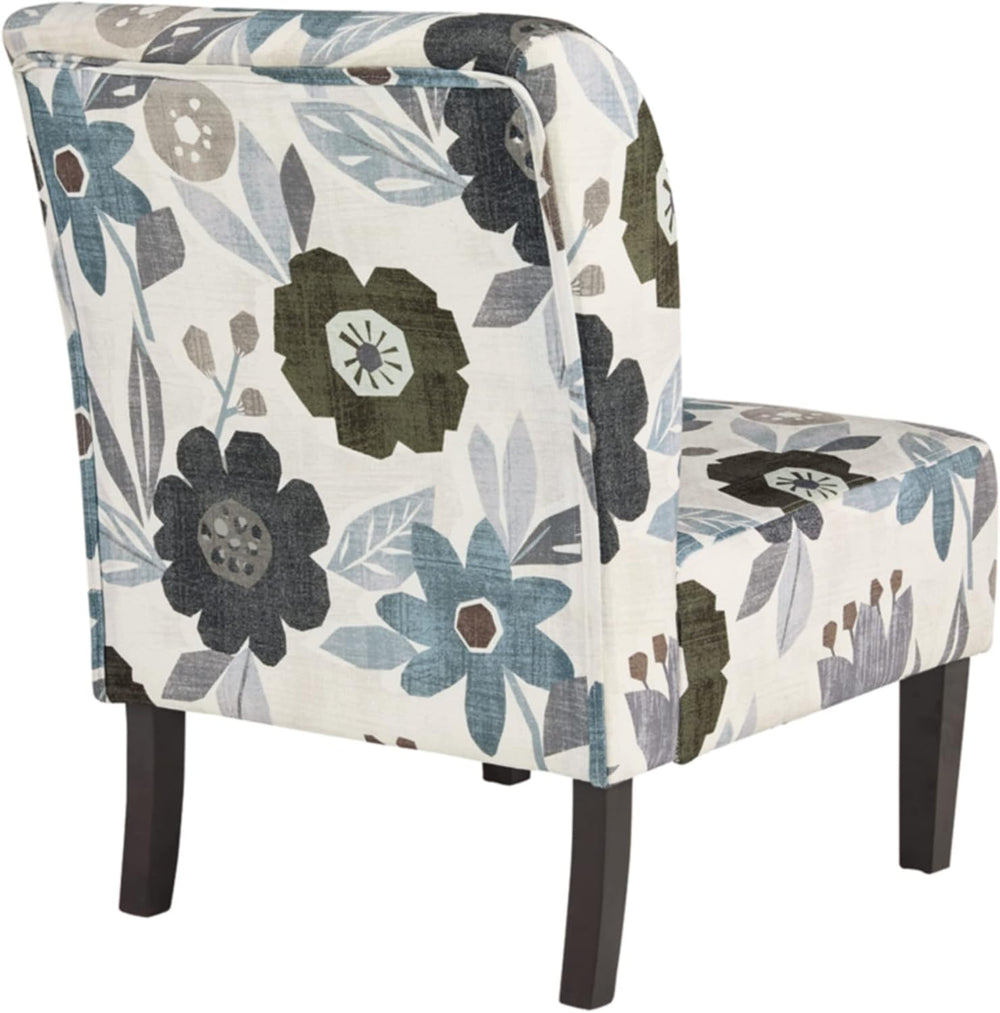 Signature Design by Ashley Armless Accent Chair, Ivory & Blue Floral