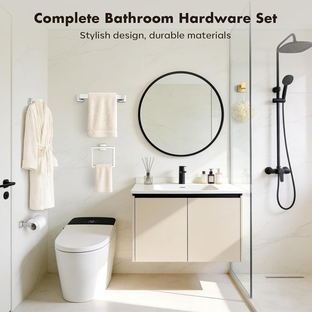 10-Pieces Brushed Nickel Bathroom Accessories Set, 16 Inch Towel Bar Set