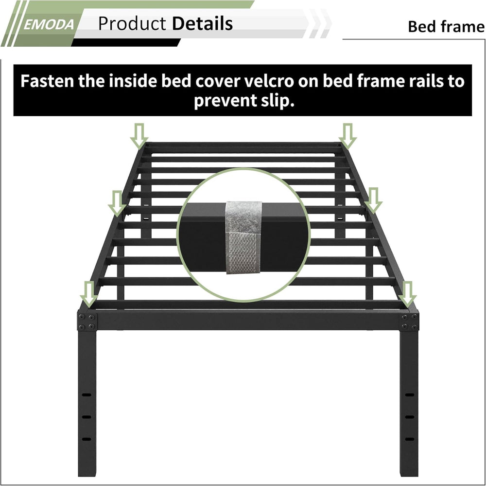 EMODA 18 Inch Twin XL Bed Frames with White Cover