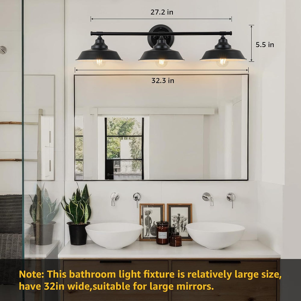 Vanity Light Fixtures Over Mirror 32" Matte Black Bathroom Lights 3 Light