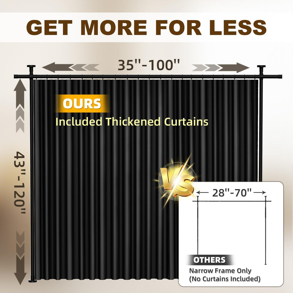 Room Divider Curtains Set,(Wide Partition Curtain+No Drilling Curtain Rod)