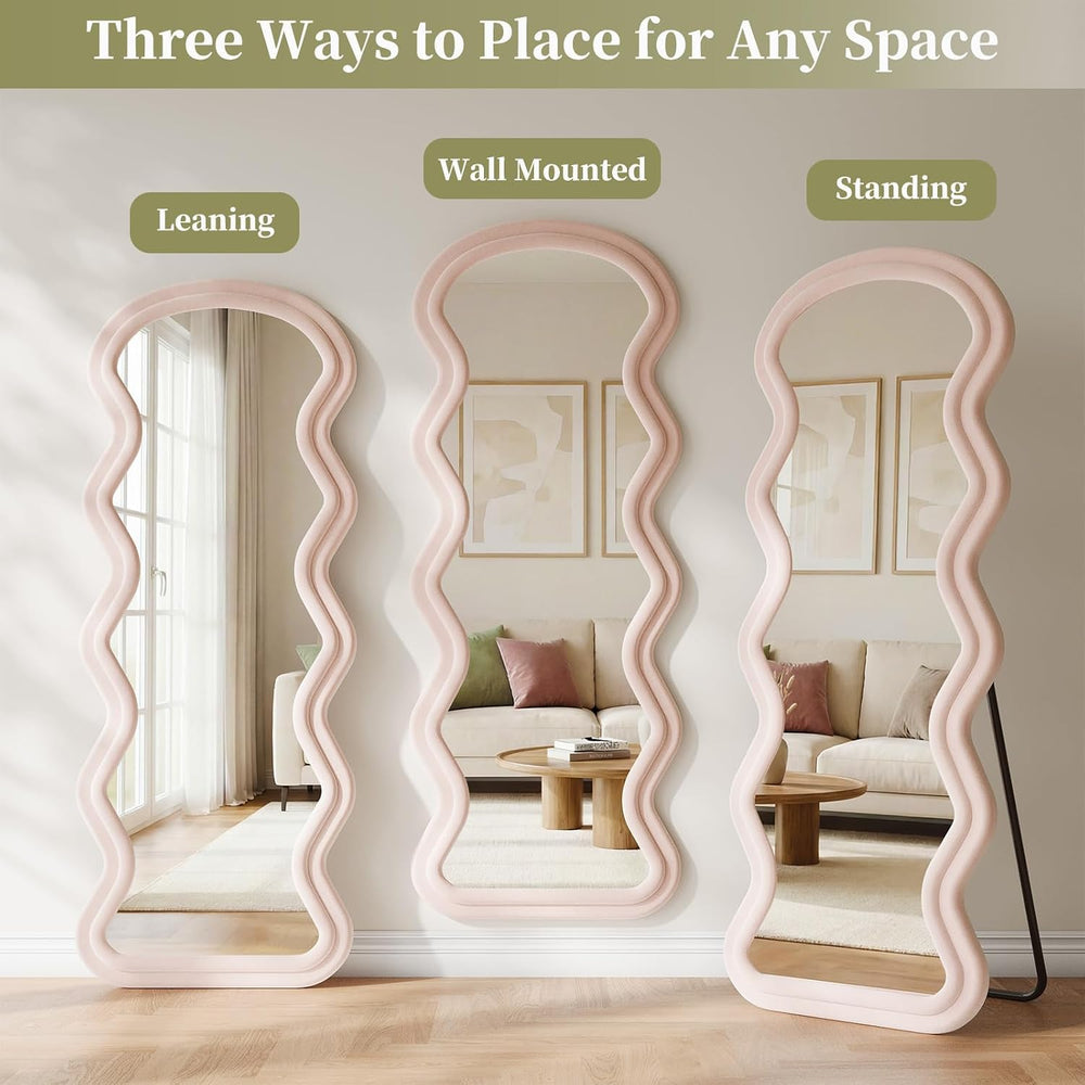 Koonmi 63“x24” Wavy Mirror Full Length, Flannel Full Body Mirror