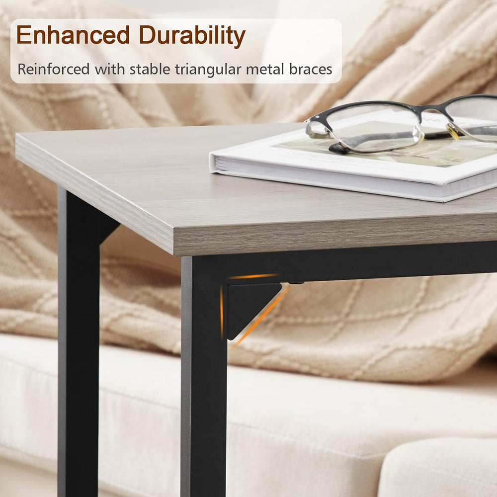 AMHANCIBLE C Shaped End Table Set of 2, Couch Side Table that Slide Under