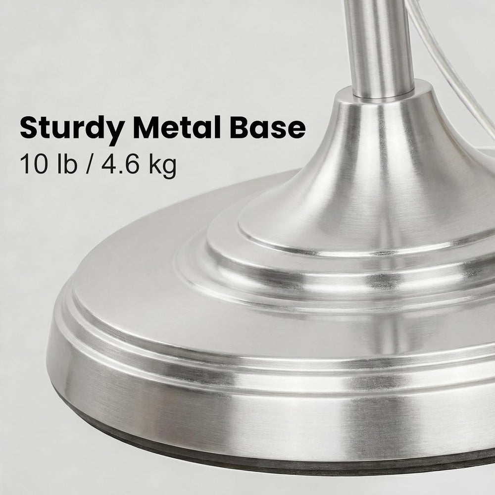 JUNNAI Brushed Nickel Floor Lamps for Living Room Silver Flower Standing Lamp...