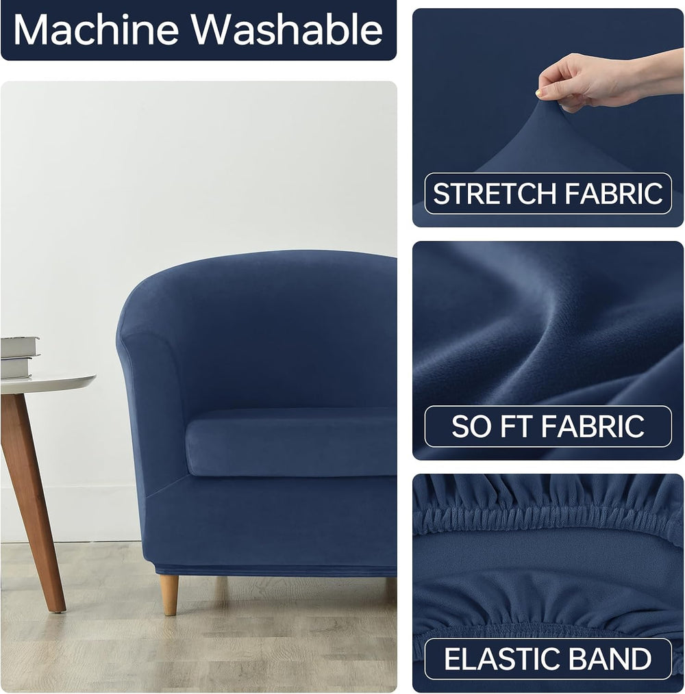 2 Piece Velvet Club Chair Slipcover Stretch Barrel Chair Covers Accent Chair ...