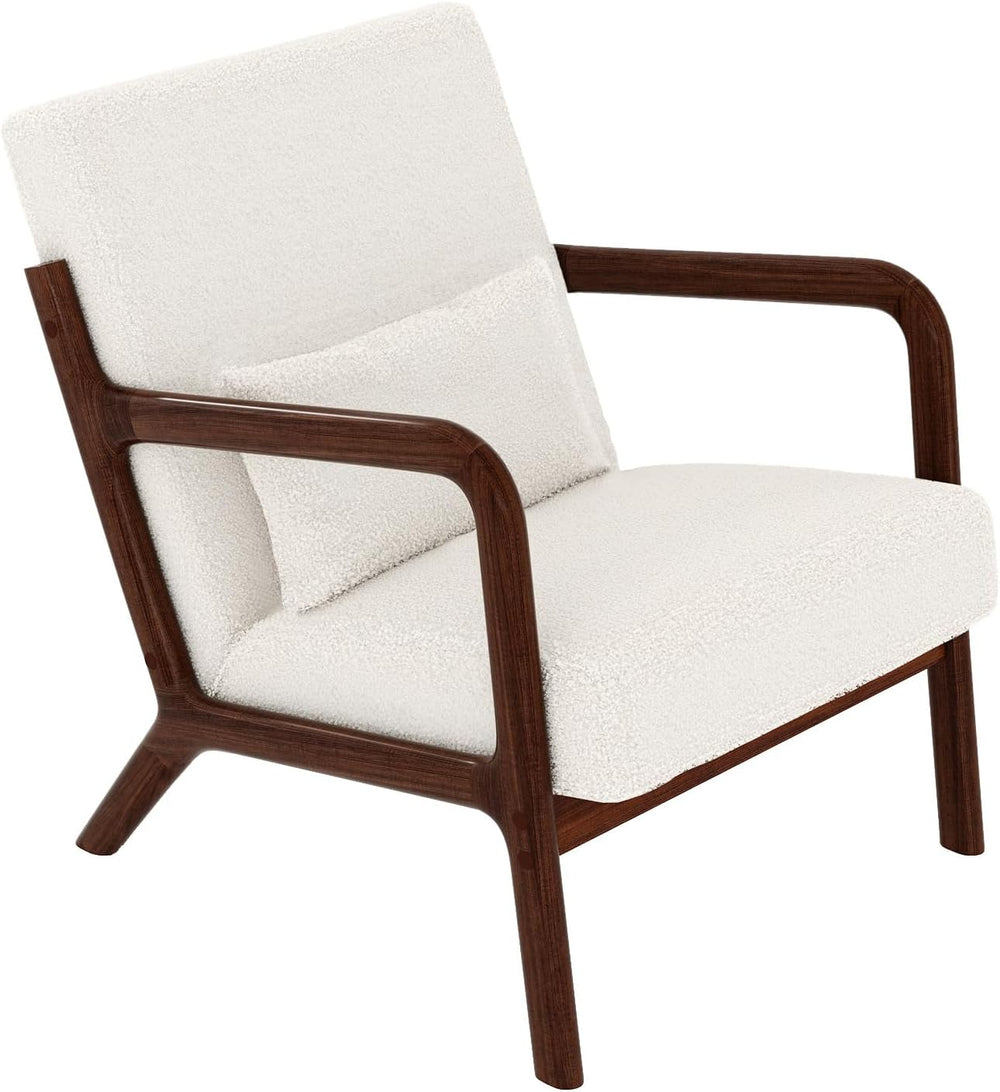 Garvee Mid Century Accent Chair, Upholstered Armchair with Lumbar Pillow