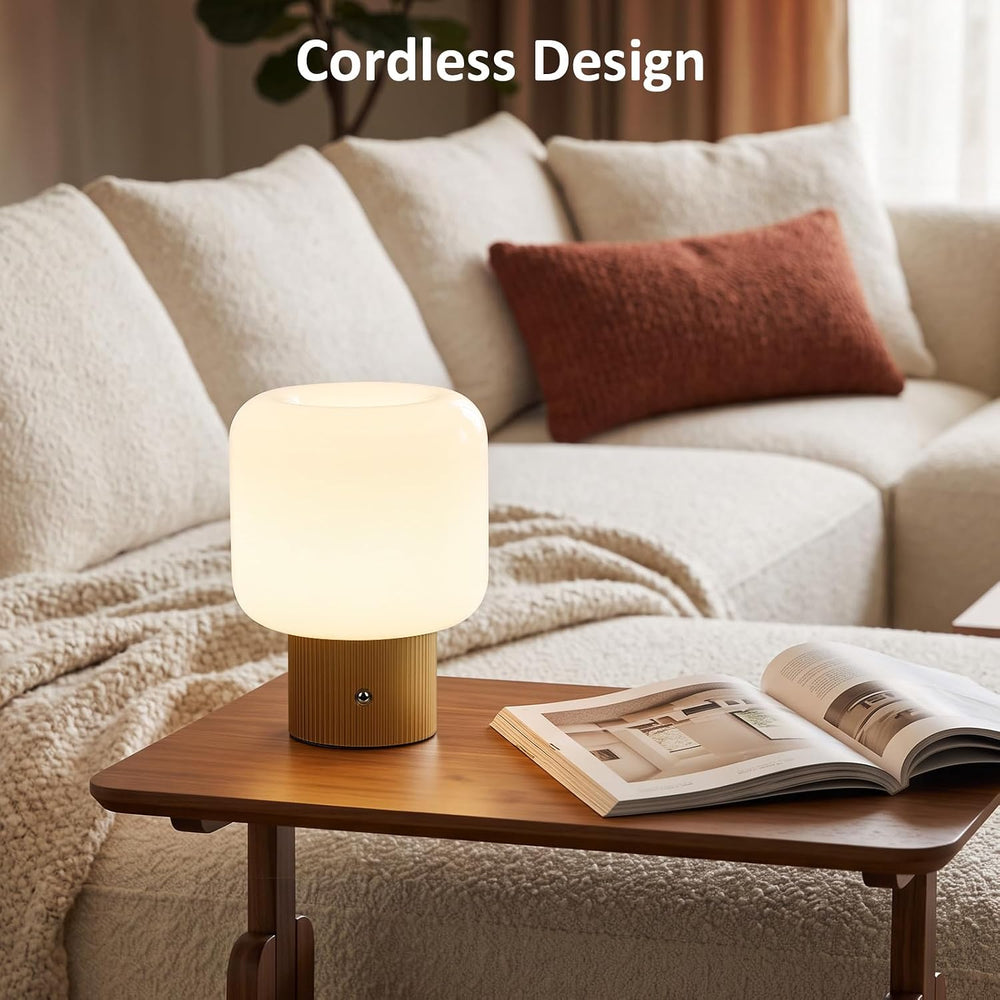 Cordless Rechargeable Mushroom Table Lamp with 3 Color Temps LED Dimmable