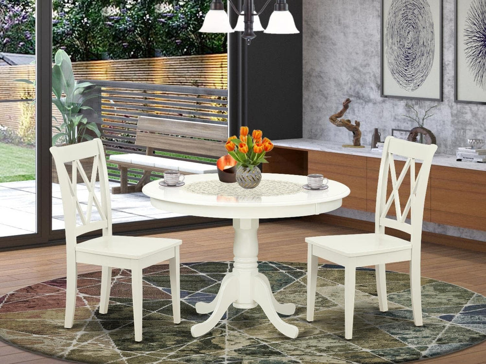 East West Furniture HLCL3-LWH-W 3 Piece Dining Table Set for Small Spaces Con...