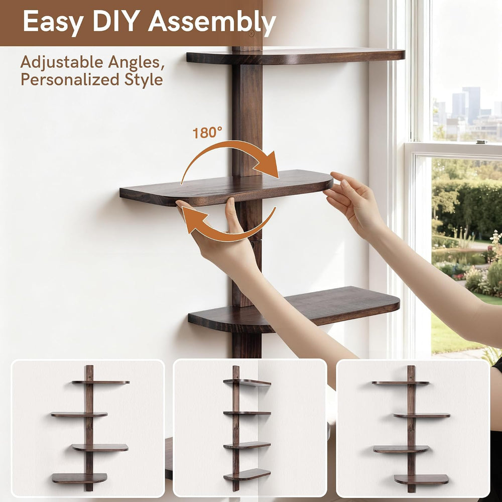 Afuly Walnut Floating Shelves for Wall, Mid Century Modern Decor Shelf Unit
