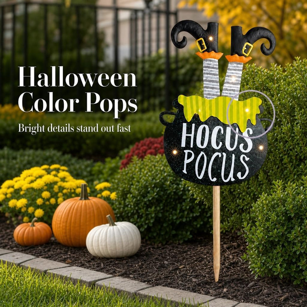 Mud Pie Witch Halloween Yard Stake, Outdoor Witch Decor