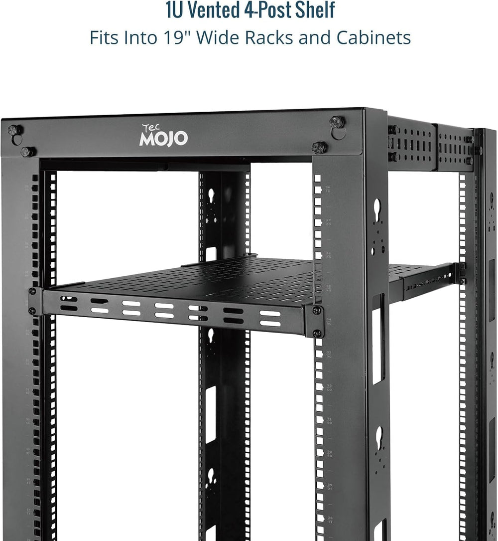 Tecmojo 1U 4-Post Vented Server Rack Mount Shelf,13.8in Deep with Adjustable ...