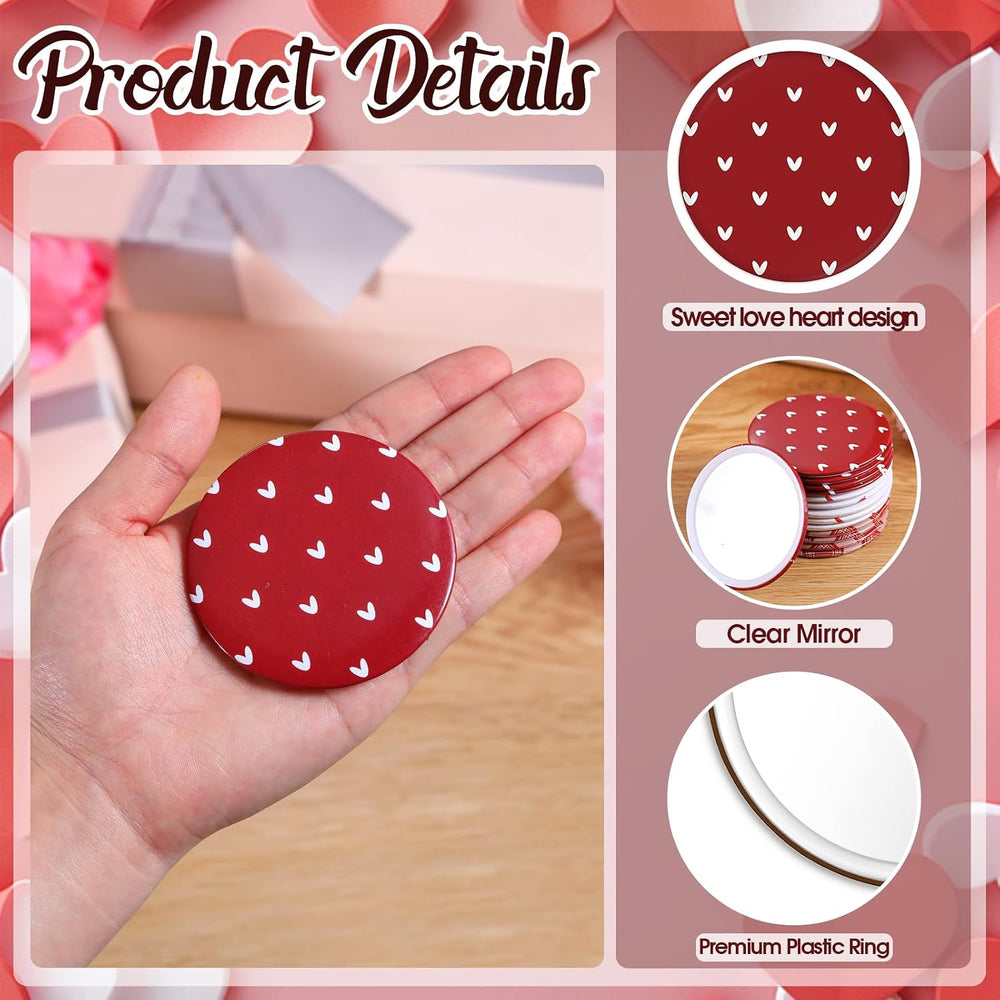 Geetery 120 Pcs Heart Compact Mirrors Gifts Bulk Mini Small Round Circle Port...
