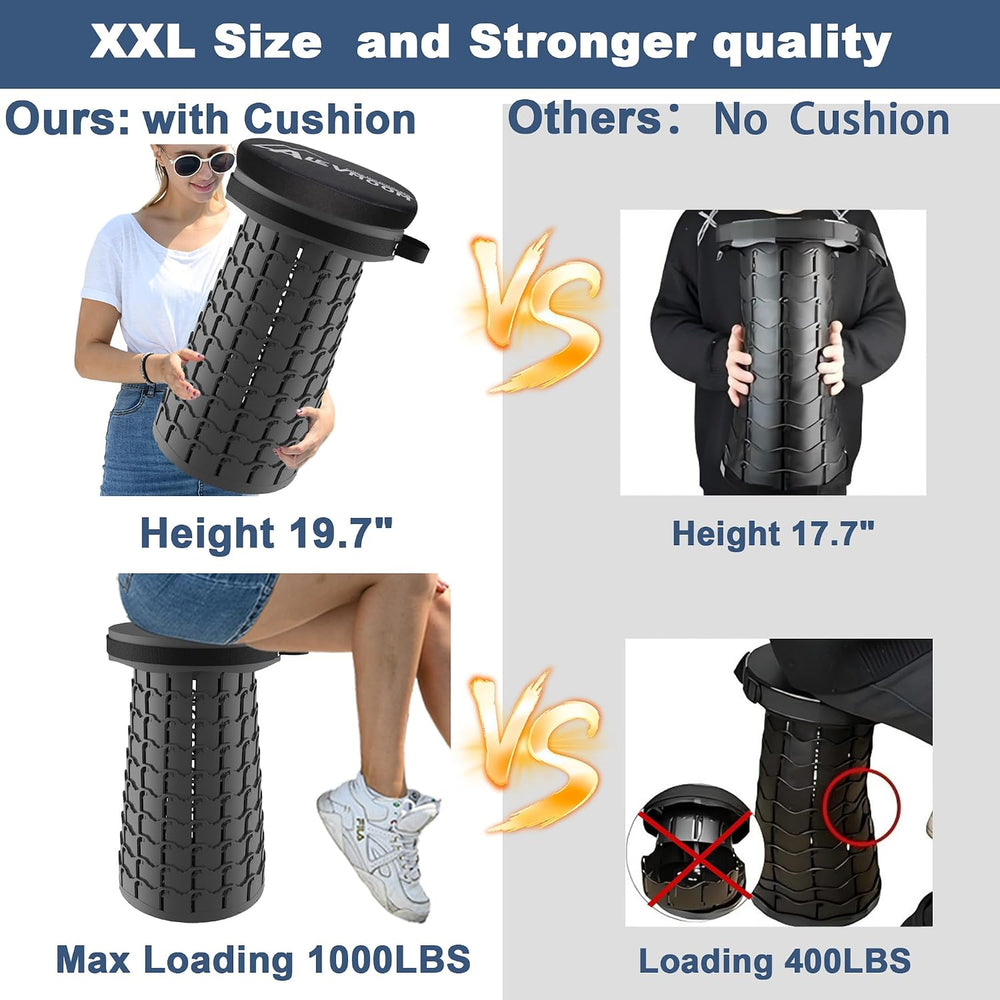ALEVMOOM XXL Collapsible Stool with Thick Cushion,Taller 19.7" Wider 11....