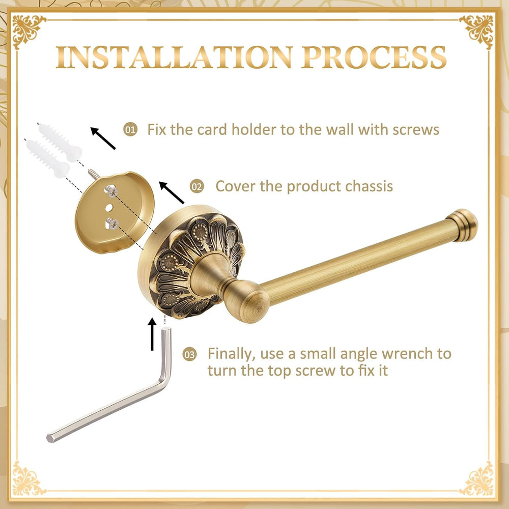 2 Pcs Toilet Paper Holder Towel Ring, Brass, Rectangle
