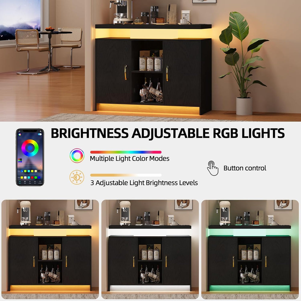 4 EVER WINNER 40-Inch Coffee Bar Cabinet with Storage and Charging Station