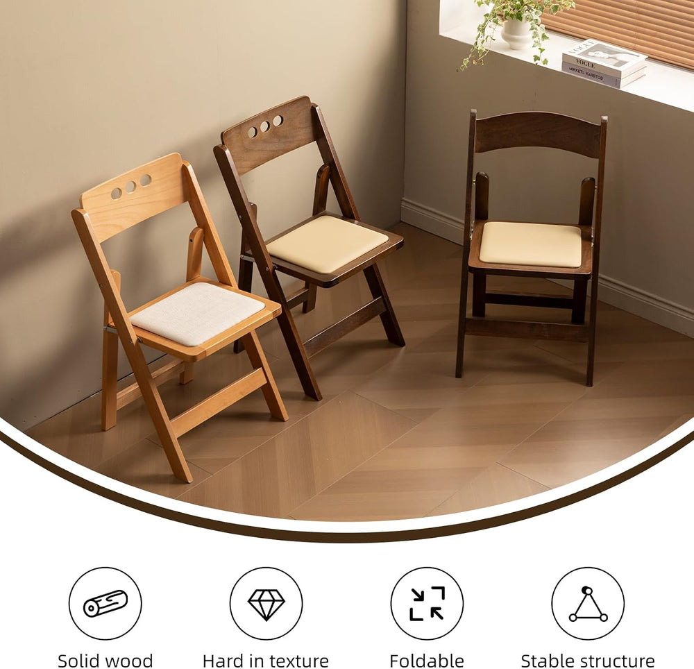 4 Pack Series Fruitwood Wood Folding Chair with Soft Leather Cushion Suitable...