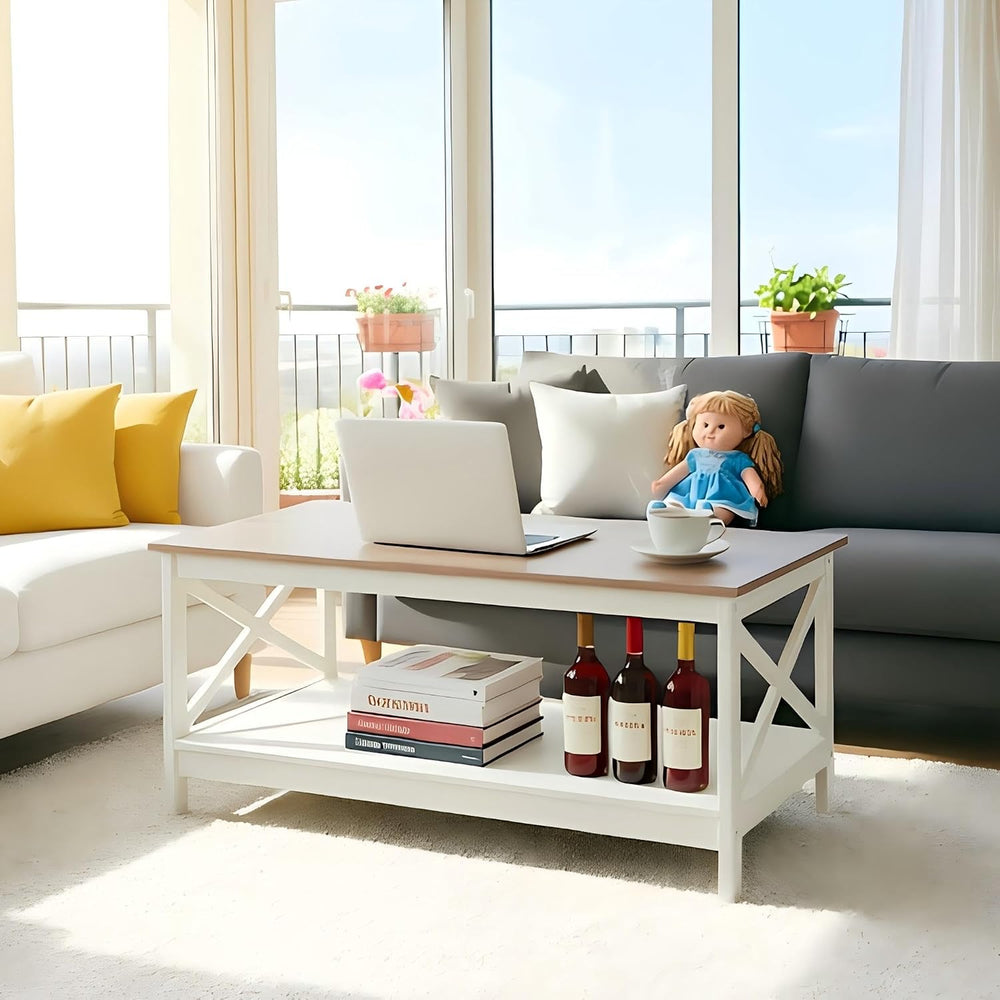 Sophia & William Farmhouse Coffee Table for Living Room, White