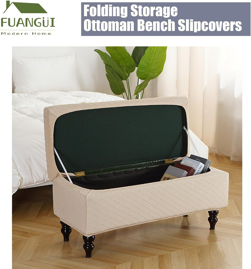 FUANGUI Ottoman Cover Slipcovers Rectangular Folding Stretch