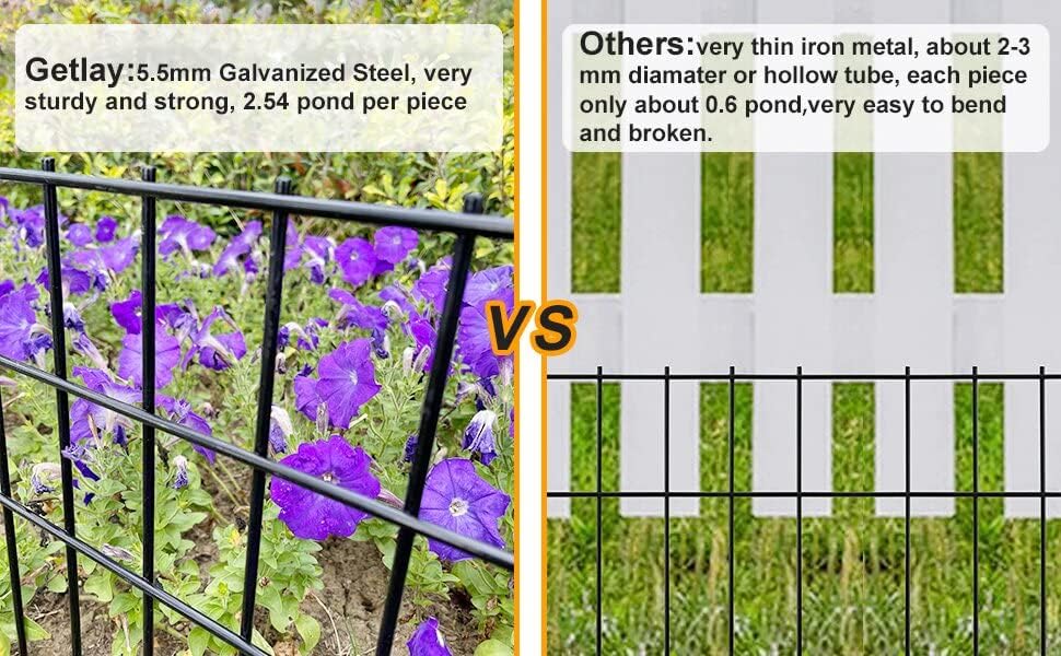 Getlay Garden Fencing Animal Barrier 37.5 ft(L)×15 in(H), 15 Panels No Dig Fe...