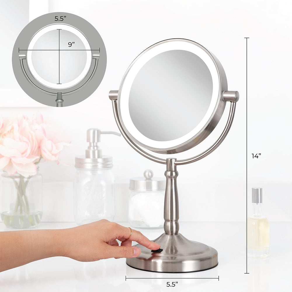 Zadro 9" Round LED Makeup Mirror with Lights and Magnification 5&10X...