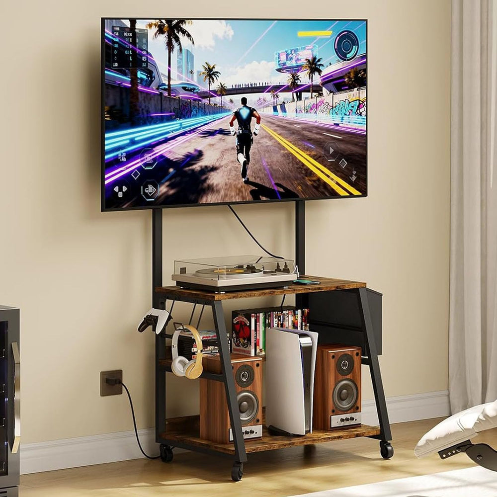 CHOEZON Rolling TV Stand with Mount and Storage, for up to 75 inch TVs