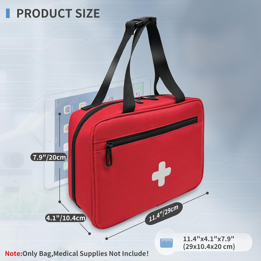 First Aid Bag Empty, Compact and Portable Medical Supplies Organizer with Mul...