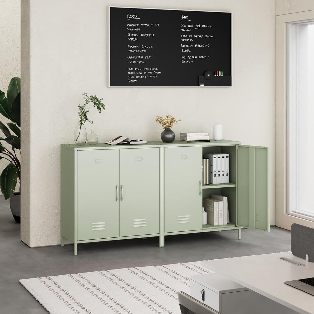 Steehoom Metal Cabinet with 2 Door, Metal Locker Storage Cabinet with Adjusta...
