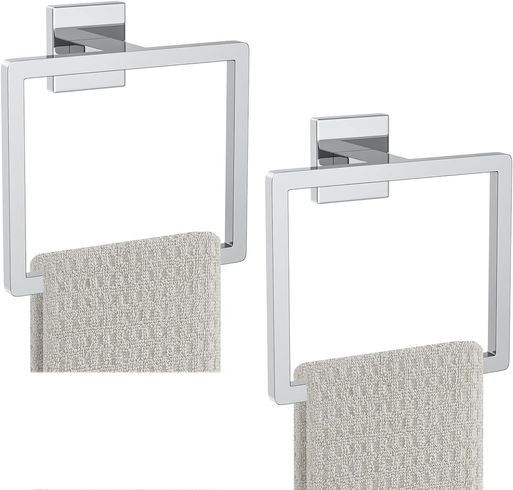 2-Piece Polished Chrome Towel Ring,Hand Towel Holder,Modern Towel Holder Stai...