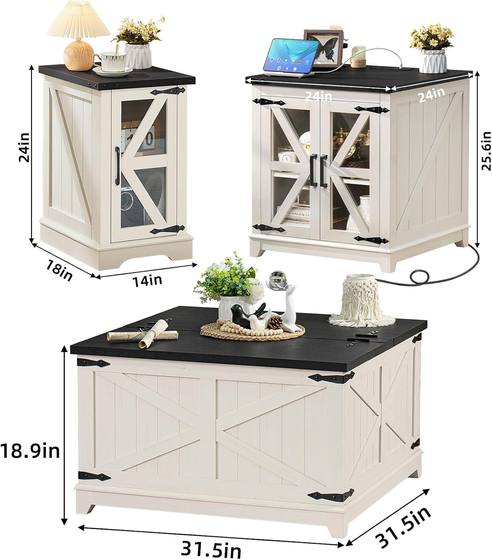 Joaxswe Farmhouse Coffee Table Sets 3