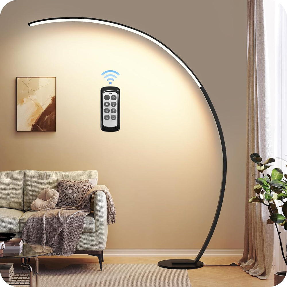 75" Dimmable Arc Floor Lamp with Remote & Foot Switch,LED Corner Flo...