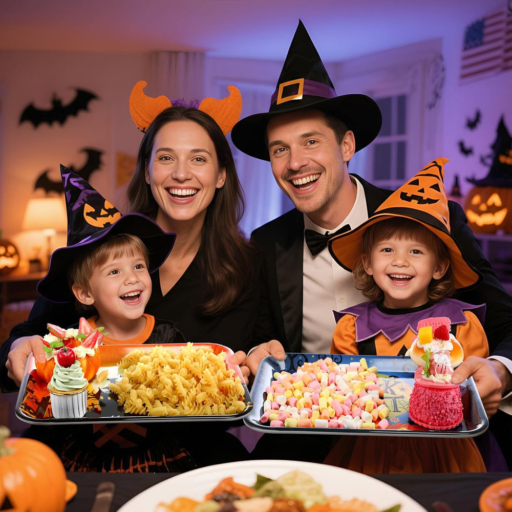 Vesici 4 Pack Halloween Serving Trays 13x10 Inch Witch Ghost Boo Party