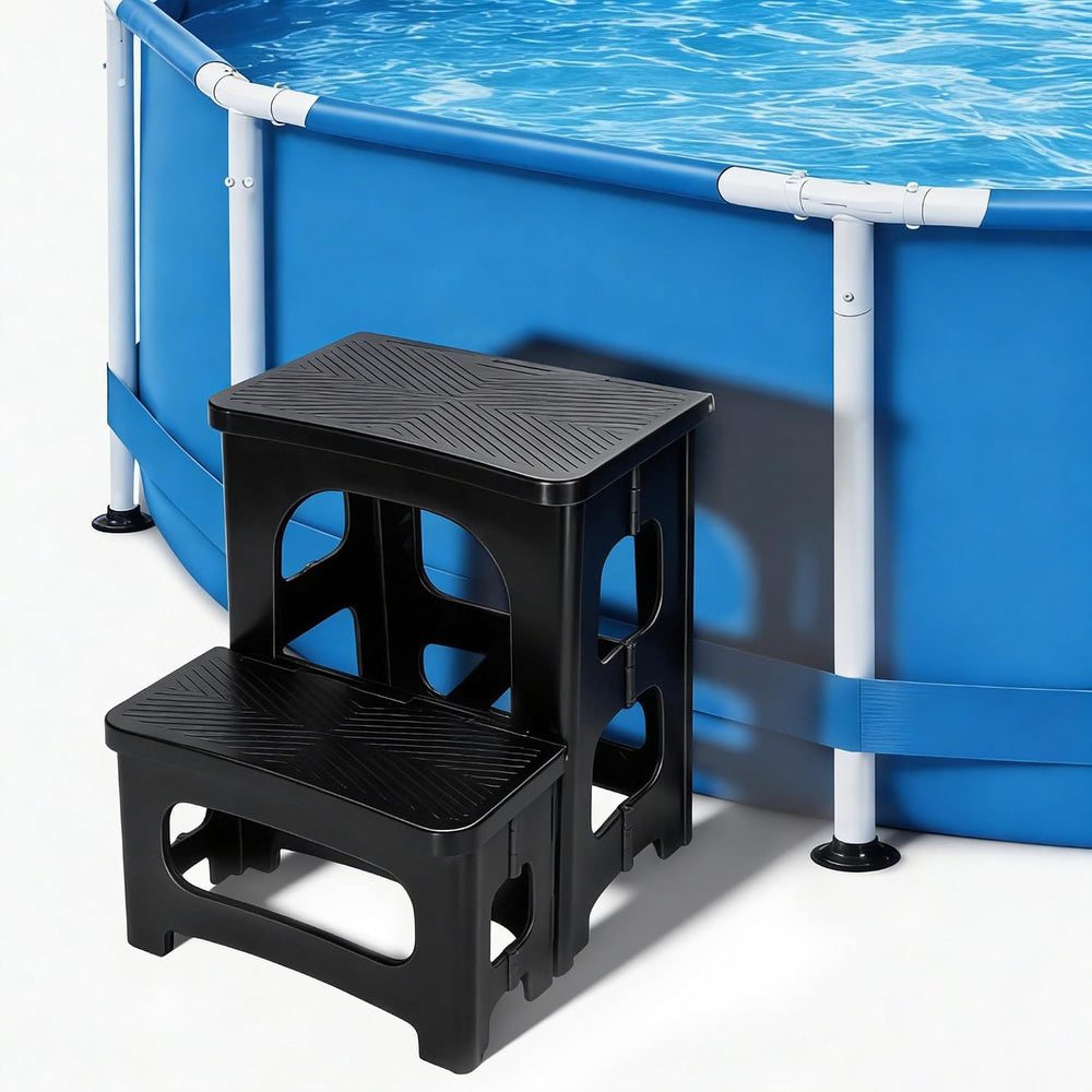 Foldable Spa Hot Tub Steps, Non-Slip 2 Step Stool Pool Ladder
