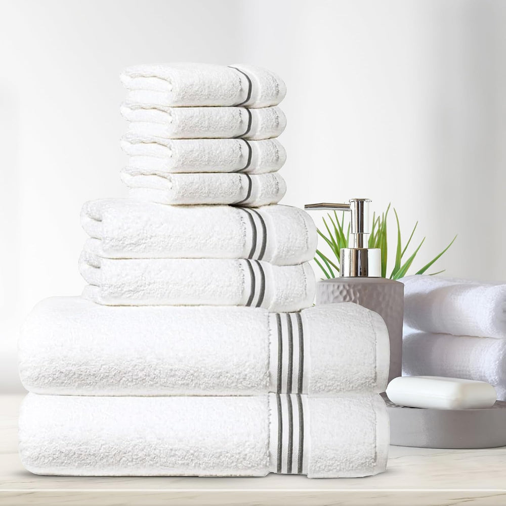 8-Piece Premium Towel Set, 2 Bath Towels, 2 Hand Towels, and 4 Wash Cloths, 1...