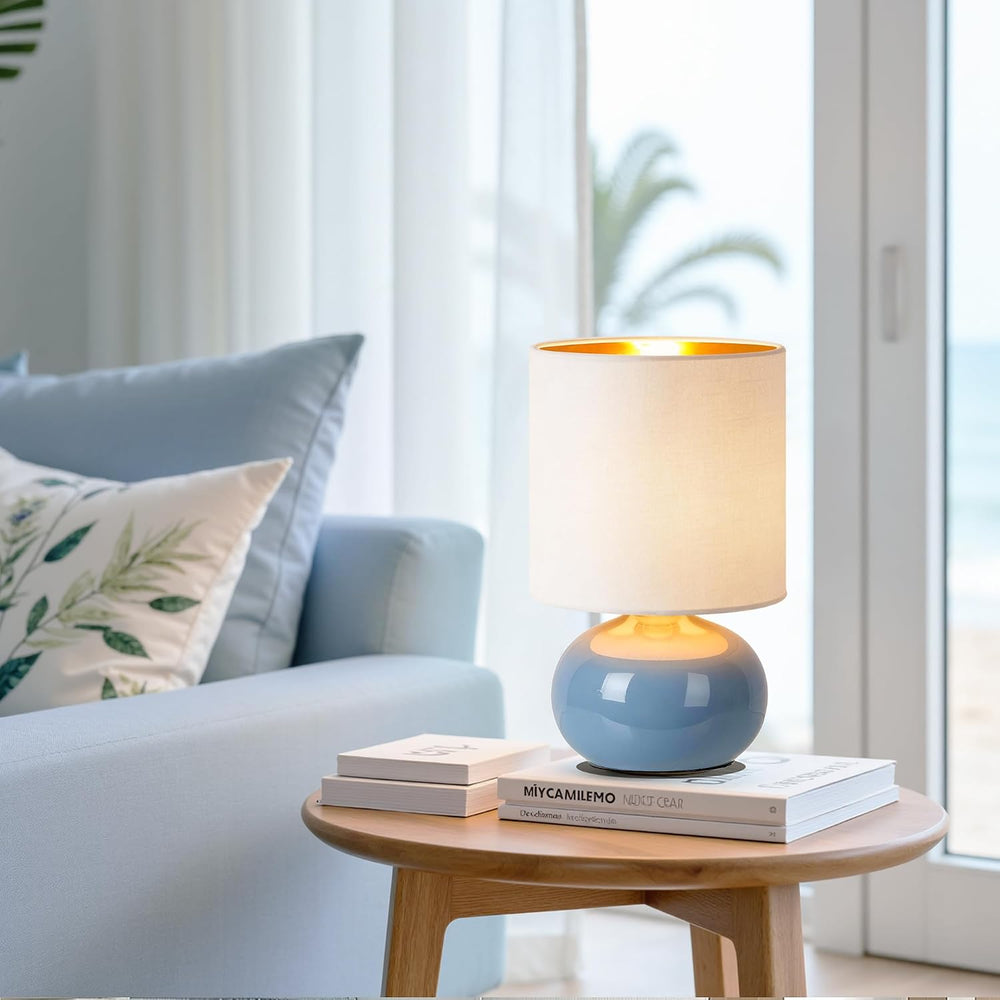 Hamucd Ceramic Table Lamps Set of 2, Modern Classic Bedside Lamps for Nightst...
